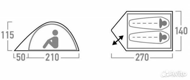 Палатка туристическая 2 х местная Outventure