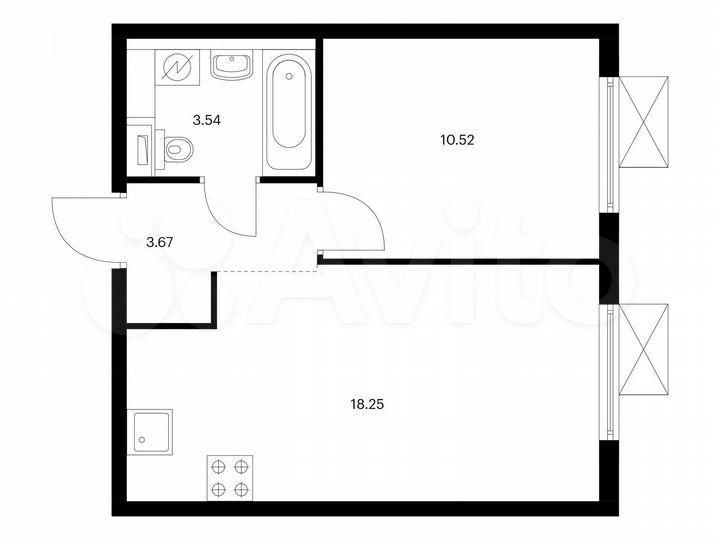 1-к. квартира, 36 м², 4/9 эт.
