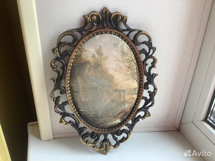 Картины на шелке(плакетки) рамка под бронзу (лату