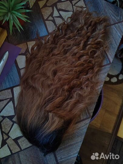 Парик рыжий омбре. Локоны спиральками. Новый