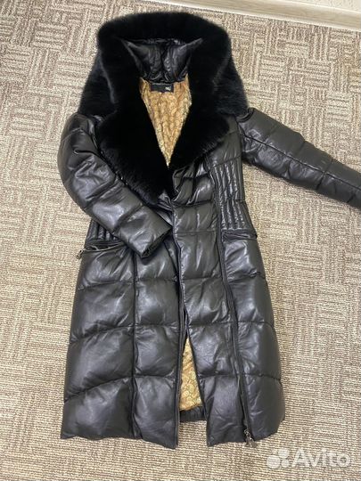 Кожаный пуховик