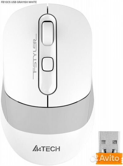 FB10CS USB grayish white, Мышь A4Tech FB10CS Беспров