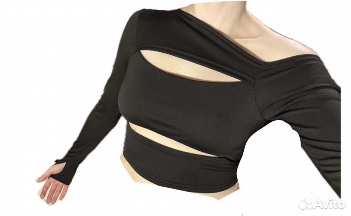 Топ женский с длинными рукавами черный