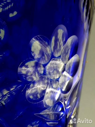 Ваза синяя (кобальт ), двухслойное стекло