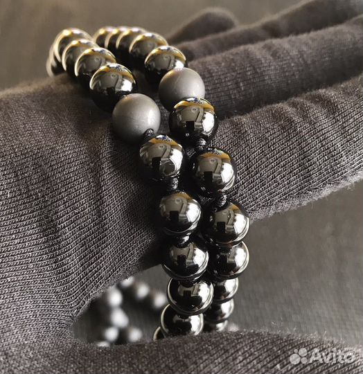 Бусы Морион Шунгит