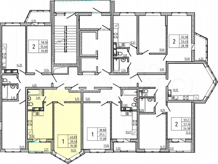 2-к. квартира, 40,8 м², 13/18 эт.