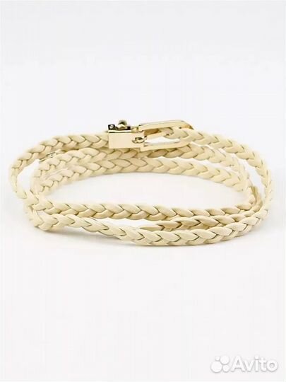 Ремень Узкий плетеный кожный косичка