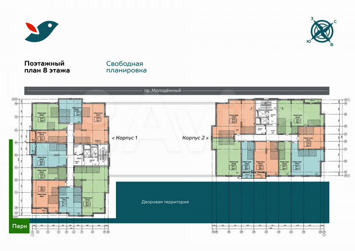 Своб. планировка, 31,6 м², 8/15 эт.