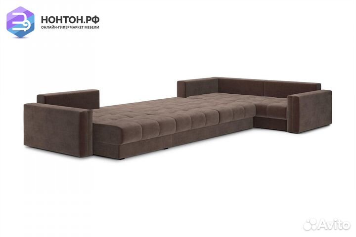 Диван п-образный тик-так Монарх коричневый