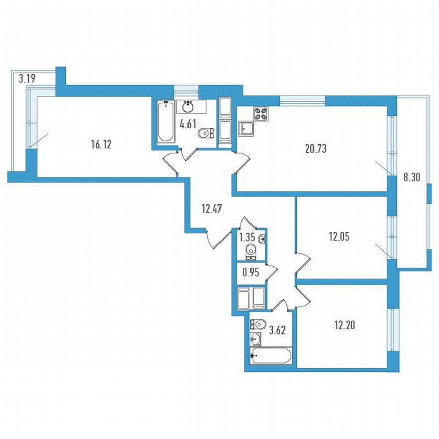 3-к. квартира, 88 м², 6/18 эт.