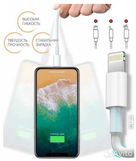 Кабель на айфона 2 метра / Зарядный кабель для ip