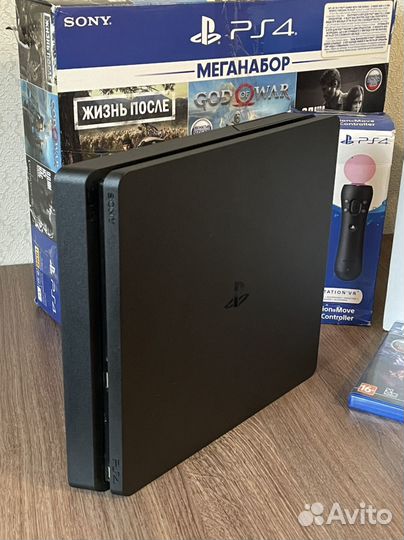 PS 4 slim 1tb (PS VR, контроллеры PS VR, 3 диска)