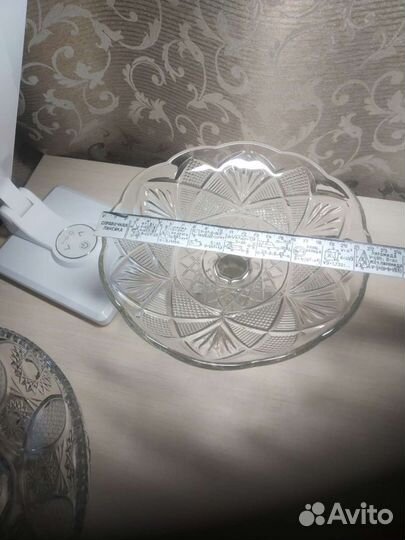 Ваза на ножке цветное стекло СССР