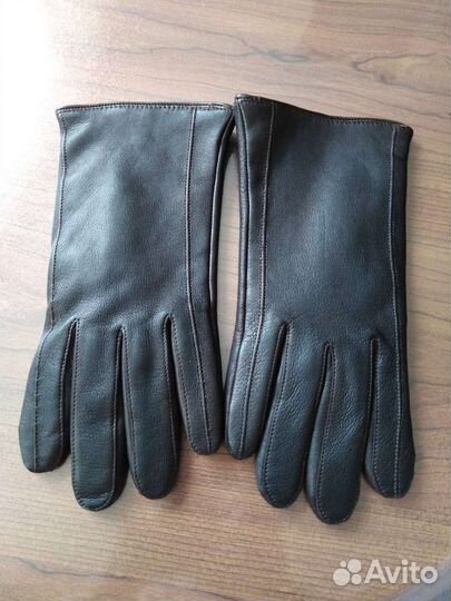 Мужские кожаные перчатки коричневые eleganzza