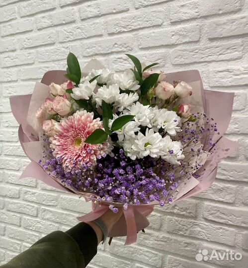 Доставка букетов из любых цветов,Роза, Хризантема