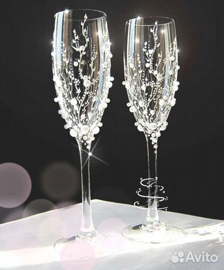 Свадебные бокалы ручная роспись и декор