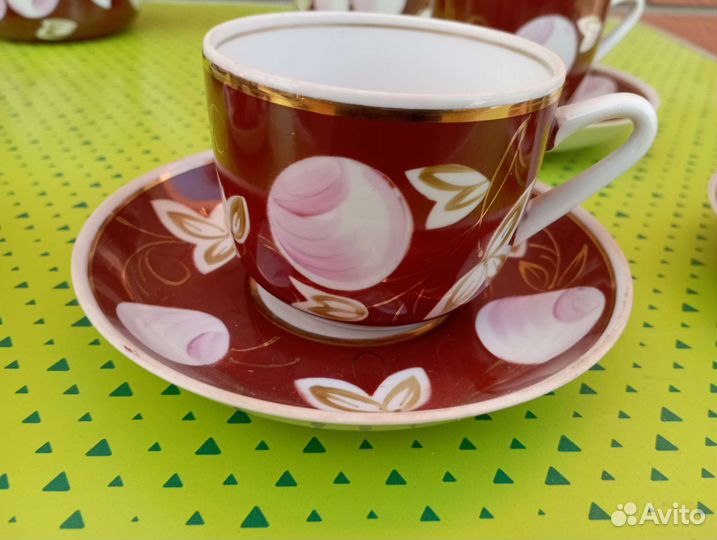 Чайный сервиз Вербилки Слива на чёрном