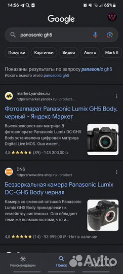 Профессиональный фотоаппарат Panasonic Lumix GH5
