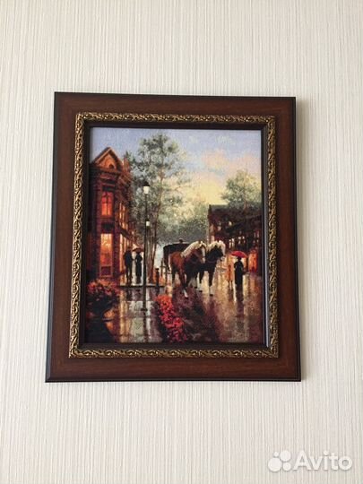 Картина вышивка «Весенний дождь»