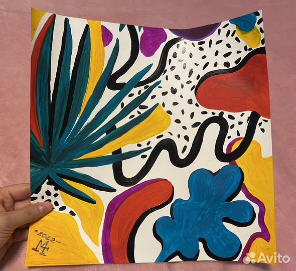 Интерьерная картина абстракция, бумага акрил