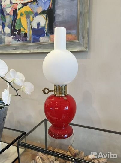 Антикварная лампа цветное стекло. Италия, 60-е