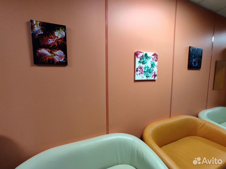 Картина акрил абстракция на черном фоне 30х40