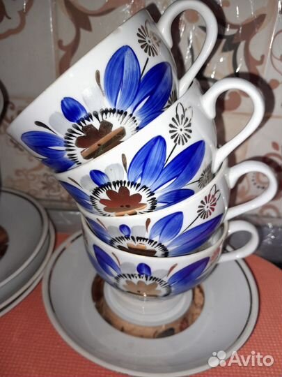 Сервиз чайный Голубые цветы, Барановка 60 годы