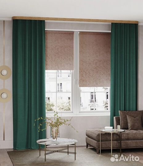 Штора портьерная Софт 180х260 см изумруд 1 шт;