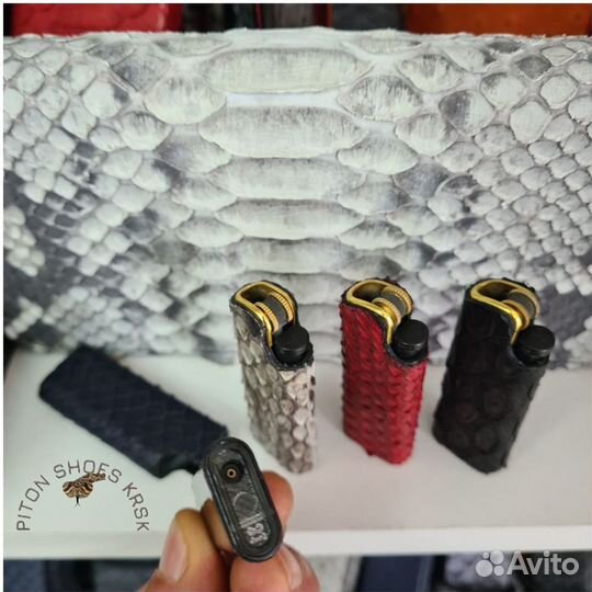Чехол для зажигалки из натуральной кожи питона