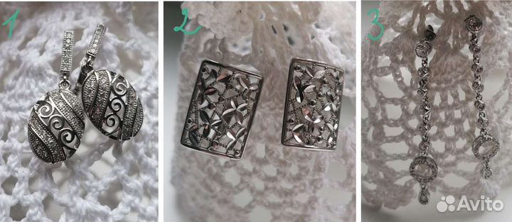 Серебряные серьги, новые