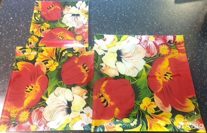 Тарелка, блюдо квадратное, стекло, новые