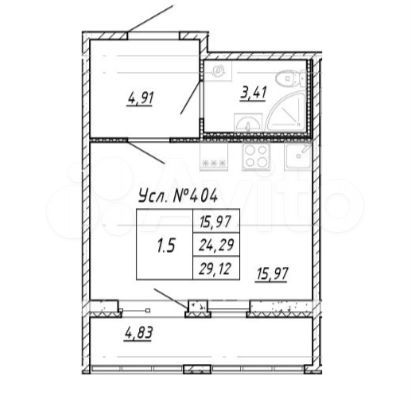 Квартира-студия, 29,1 м², 8/16 эт.