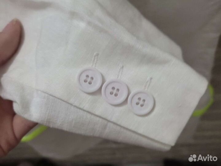 Белый льняной пиджак marks & Spencer 128 см