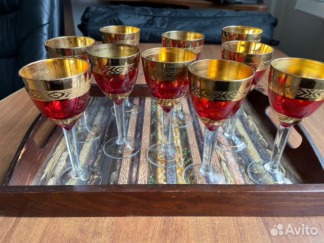 Подарочный набор рюмок. Богемское стекло