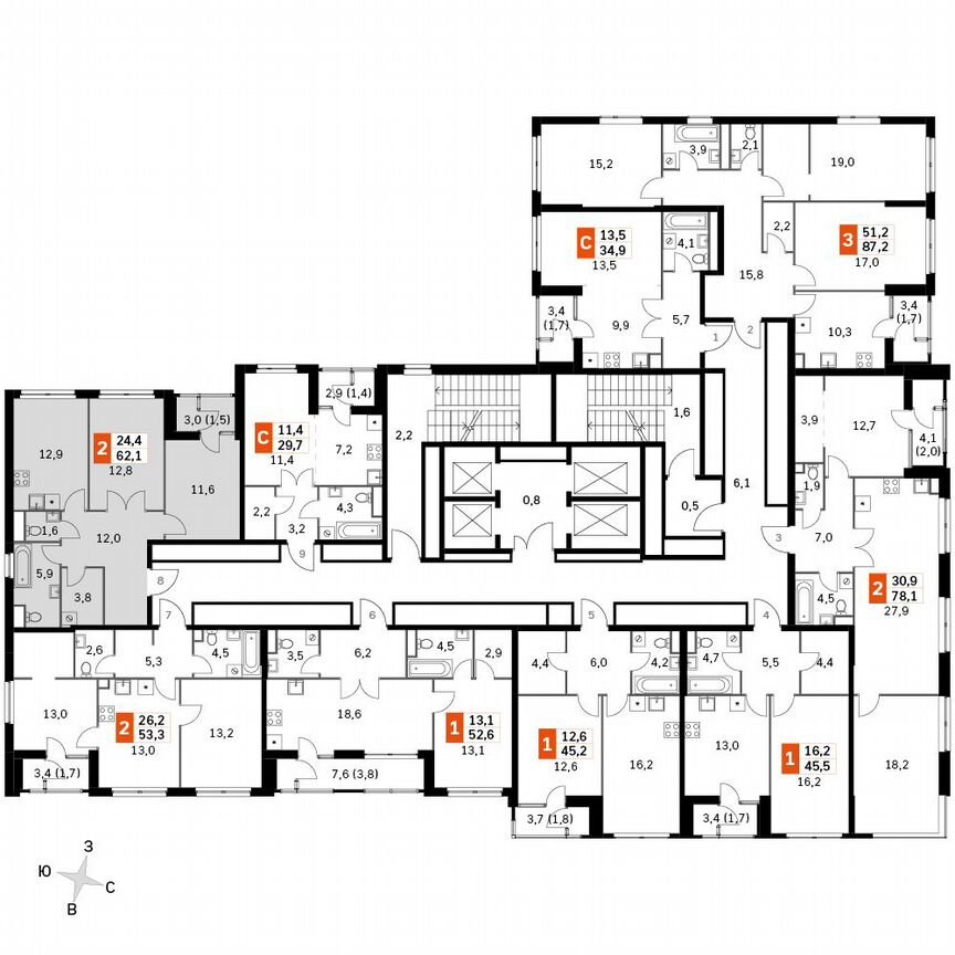 2-к. квартира, 62,1 м², 39/39 эт.