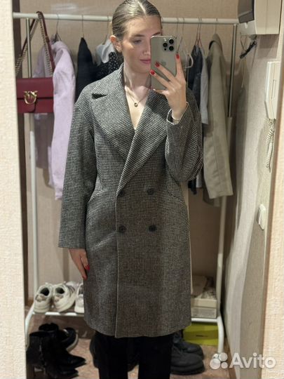 Осеннее пальто женское в клетку mango манго