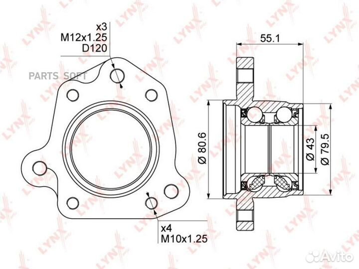 Lynxauto WB1010 Ступица колеса зад прав
