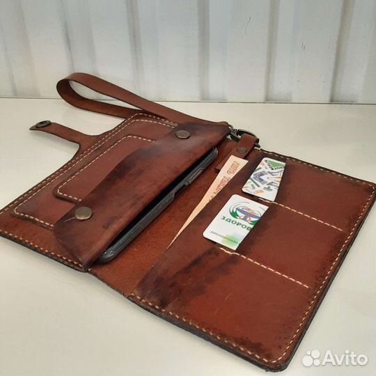 Кошелек мужской кожаный лонгер ручной работы