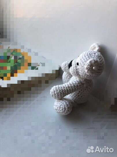 Игрушка погремушка вязанный медведь