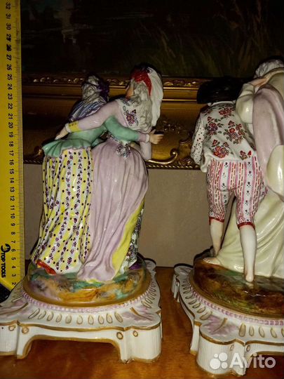 Антикварные парные скульптуры клеймо мечи