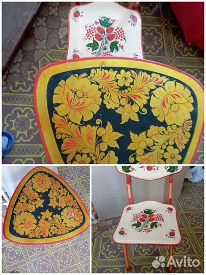 Хохломская роспись стол, стул, кухонная утварь