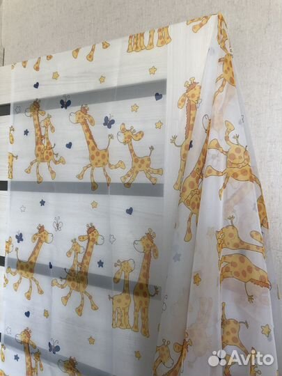 Занавеска тюль детская с жирафами