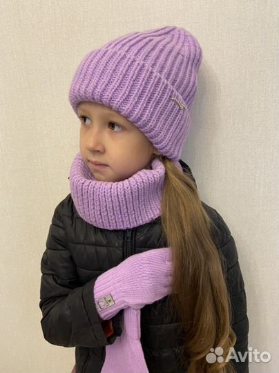 Шапка снуд варежки перчатки