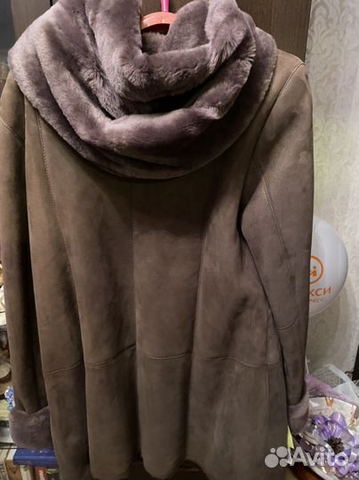 Дубленка натуральная женская 50 52 с капюшоном