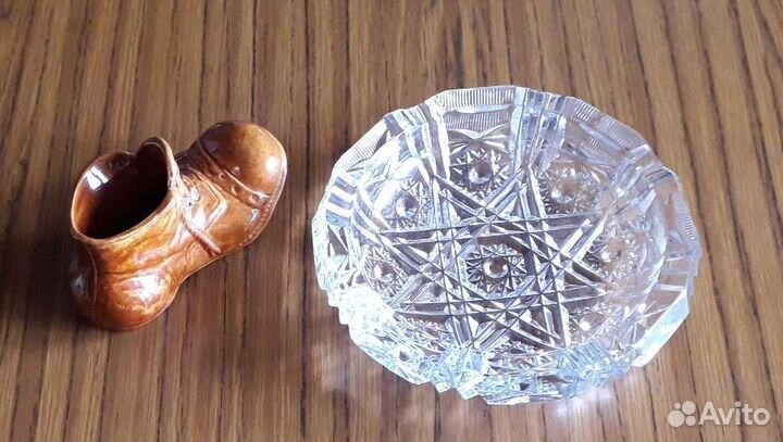 Пепельница хрустальная и керамическая