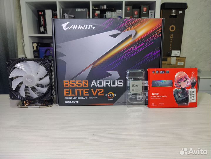 Комплект r5 5600x+b550 aorus+32gb ddr4+кулер
