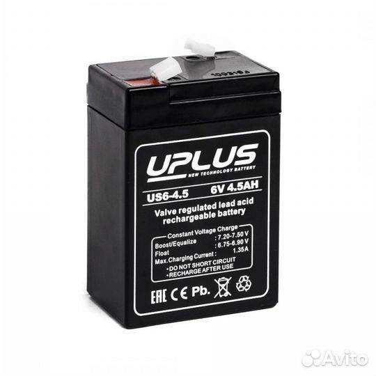 Аккумулятор Uplus US6-4.5 6V 4.5 Aч (70x47x106)