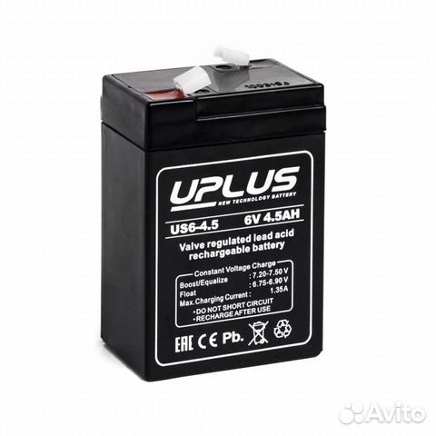 Аккумулятор Uplus US6-4.5 6V 4.5 Aч (70x47x106)