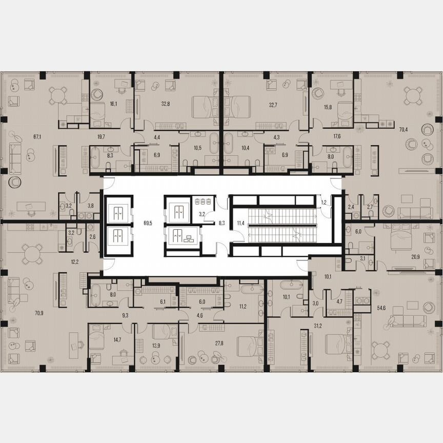 3-к. квартира, 145,4 м², 32/32 эт.