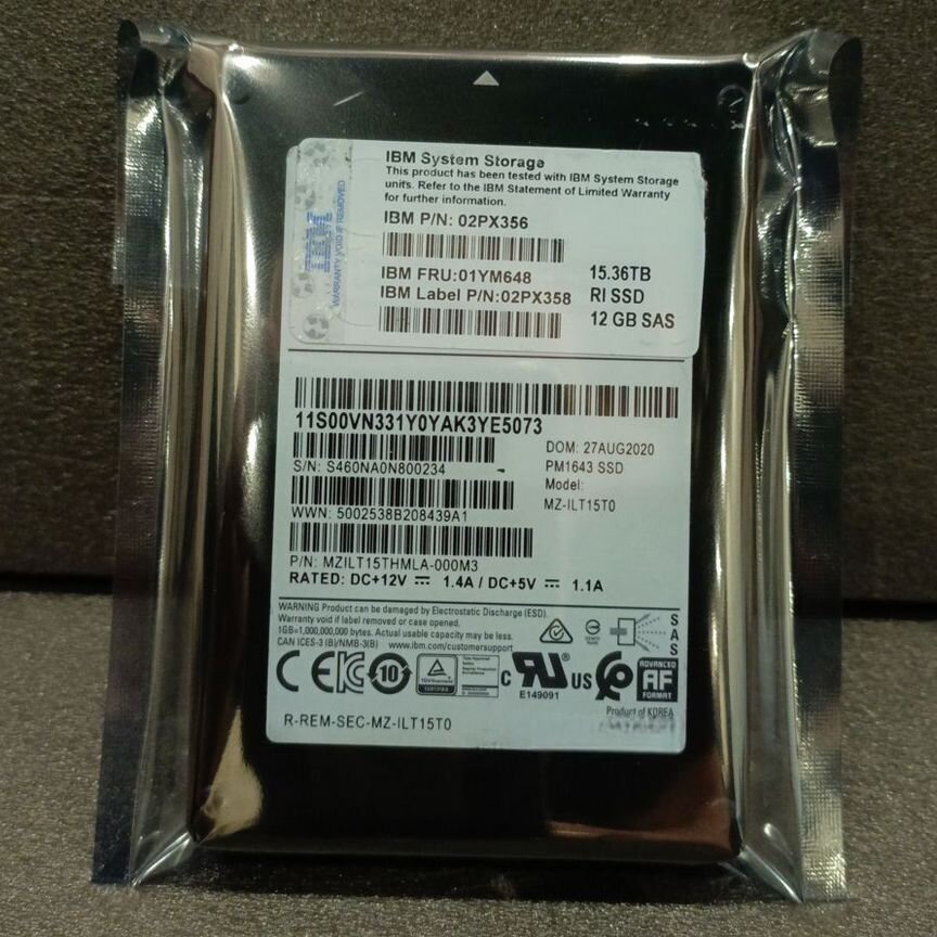 [PM1643] Ssd Ibm 15.36 Тб, 2.5" Pm1643
